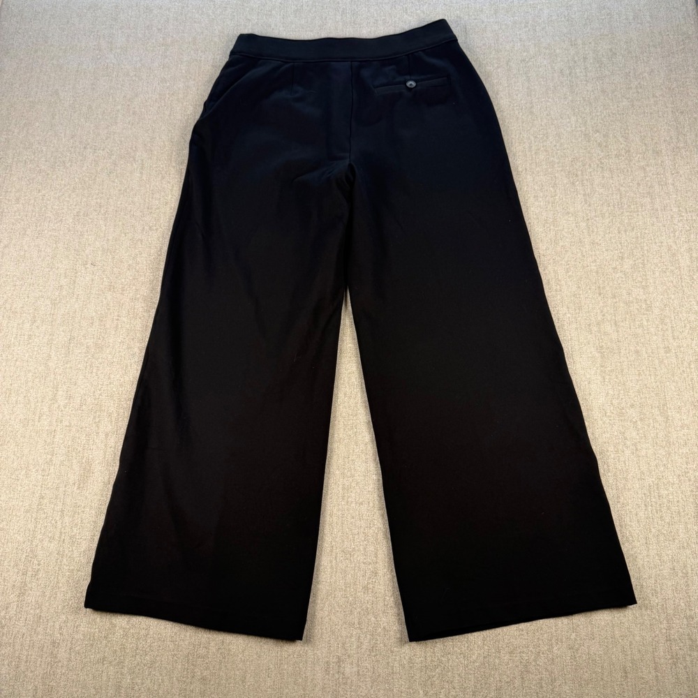 Spanx The Perfect Pant Women Medium Petite Black Wide Leg Pull On Ponte Trousers - Picture 8 of 10